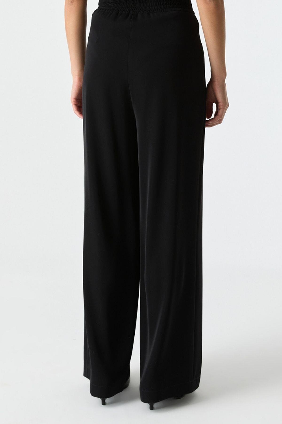 Çift Pilili Dökümlü Pantolon SİYAH{KATEGORİ}