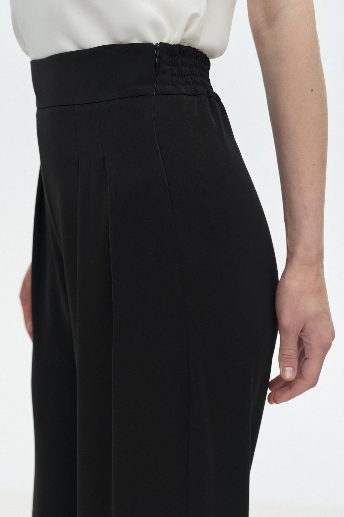 Çift Pilili Dökümlü Pantolon SİYAH{KATEGORİ}