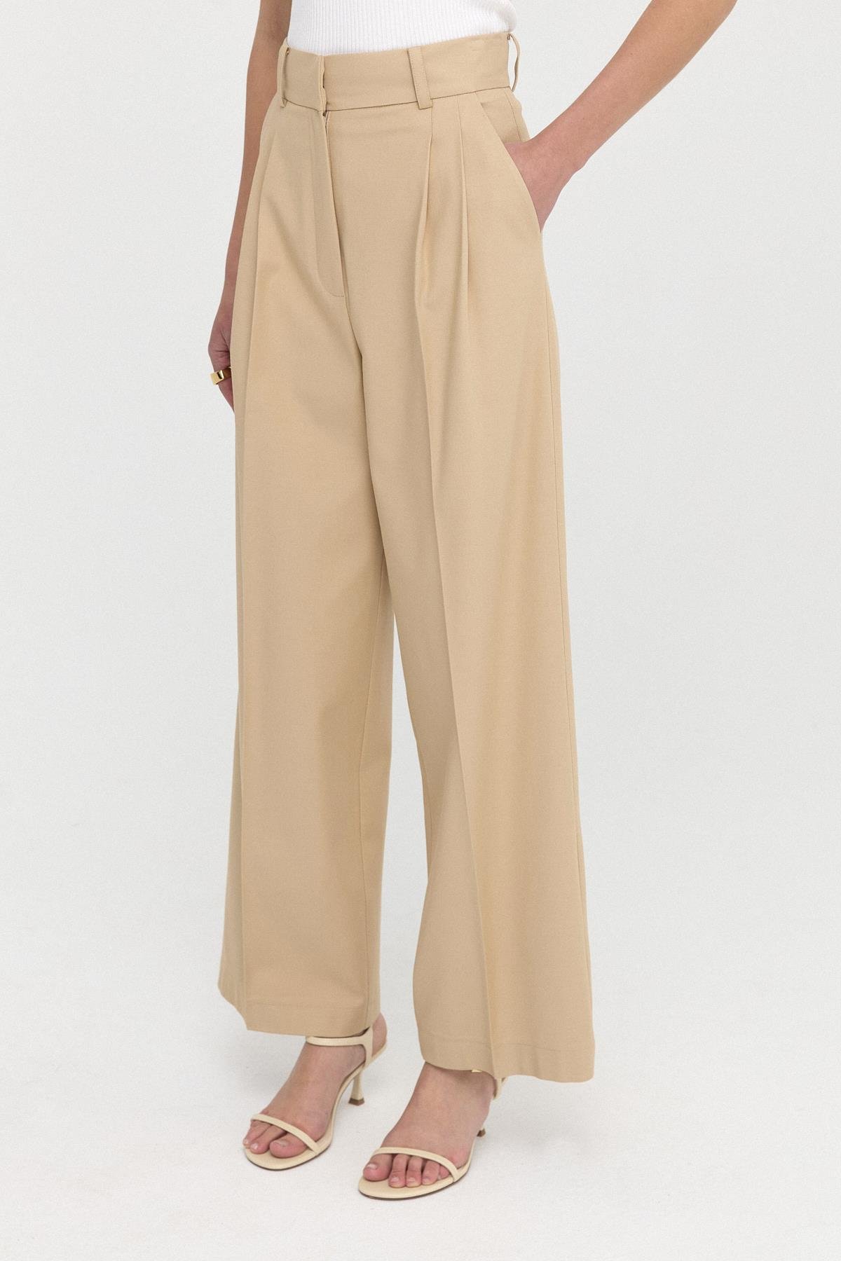 Çift Pilili Düz Kesim Pantolon{KATEGORİ}