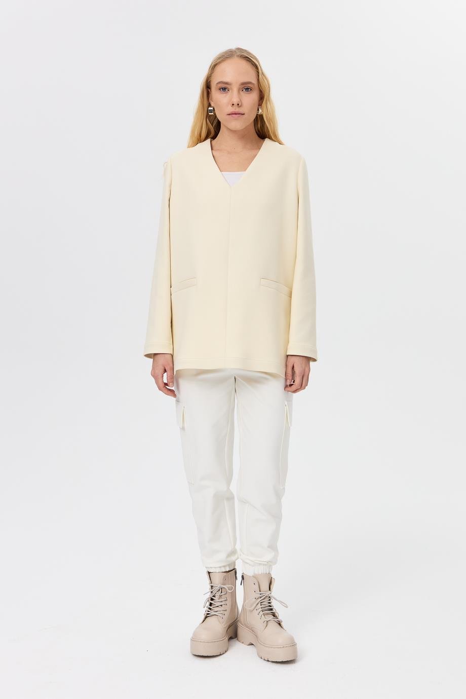 Deep V-Neck Blouse{KATEGORİ}