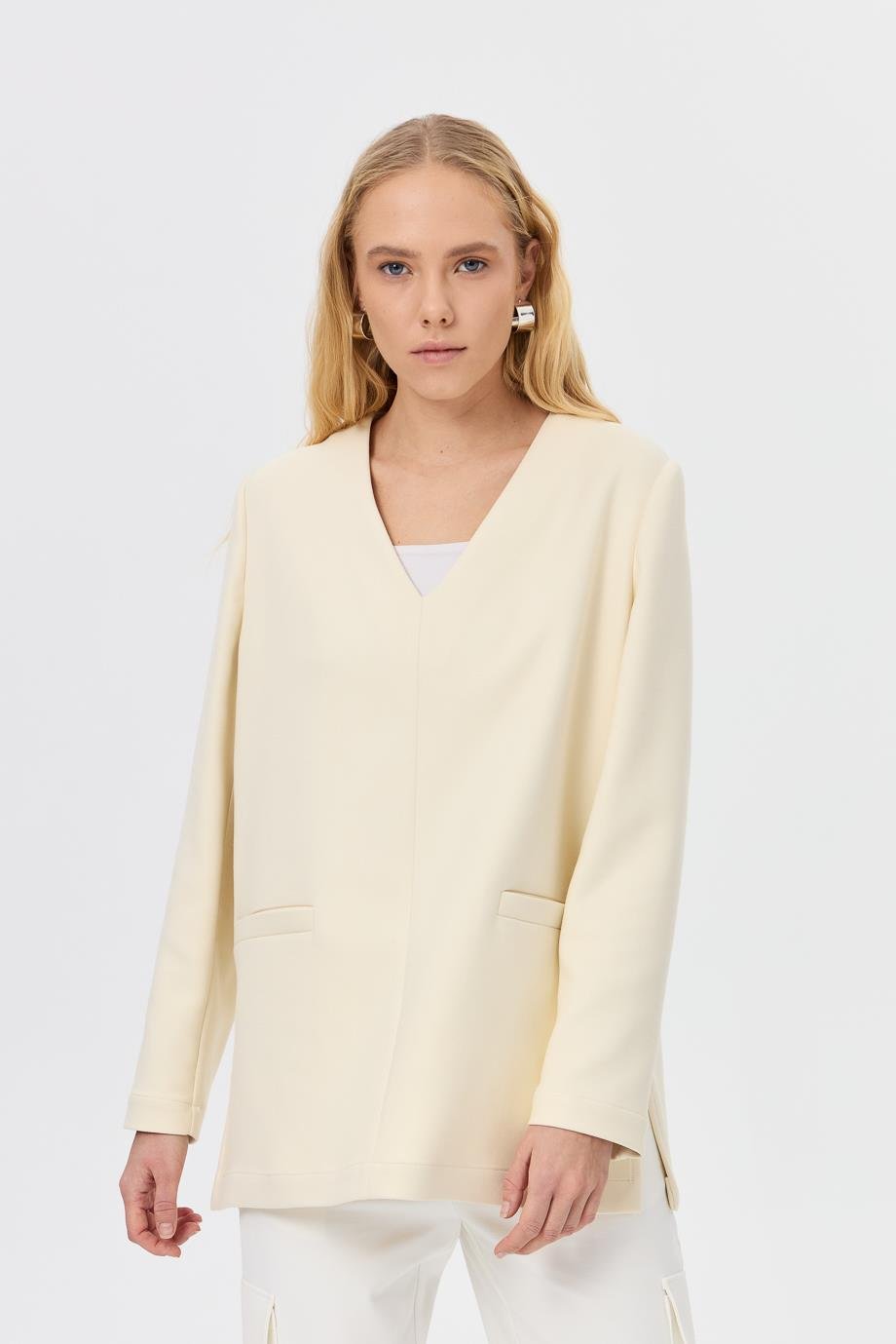 Deep V-Neck Blouse{KATEGORİ}