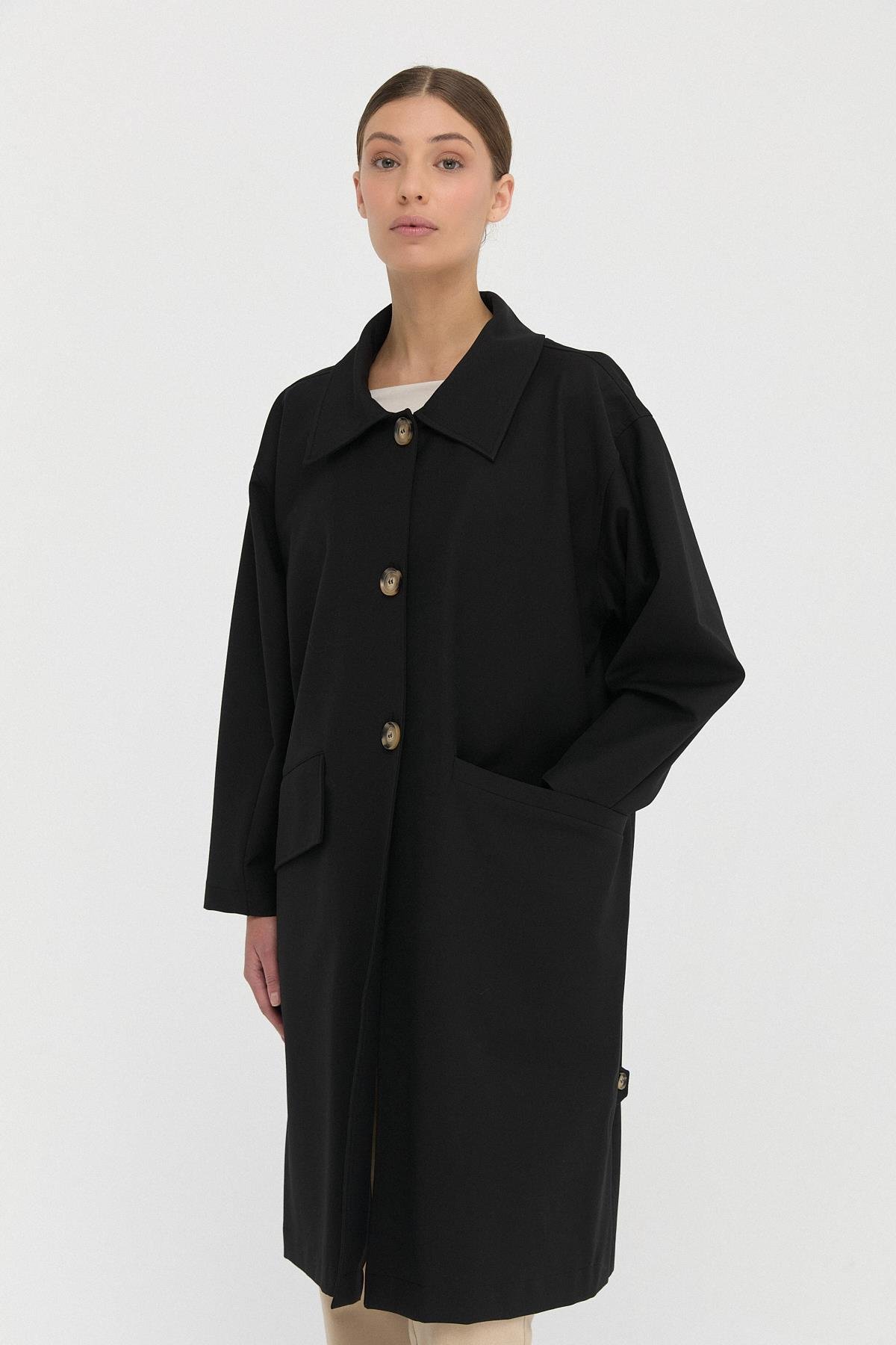 Derin Yırtmaçlı Oversize Trenç{KATEGORİ}