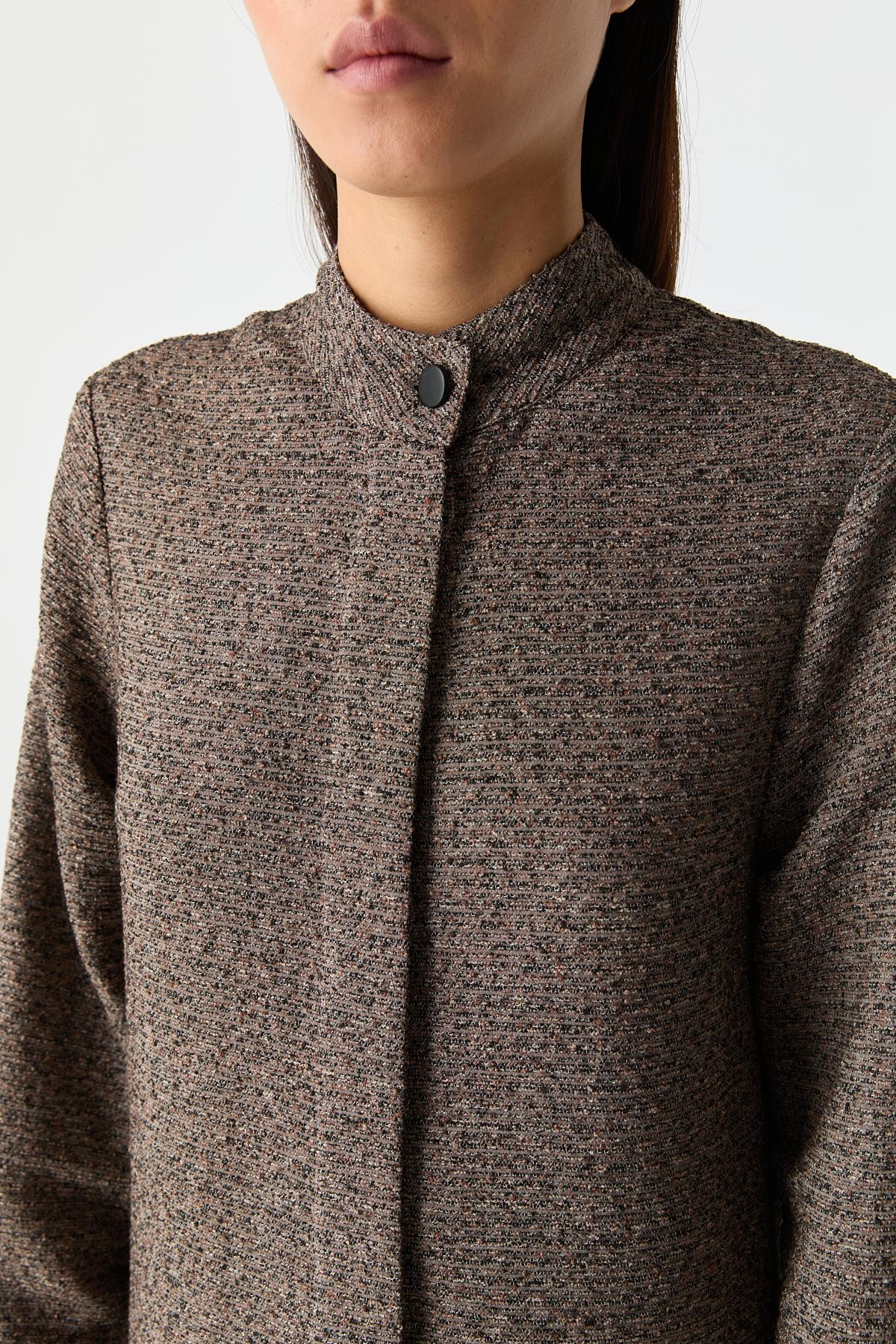 Derin Yırtmaçlı Uzun Tüvit Gömlek KAHVERENGİ{KATEGORİ}