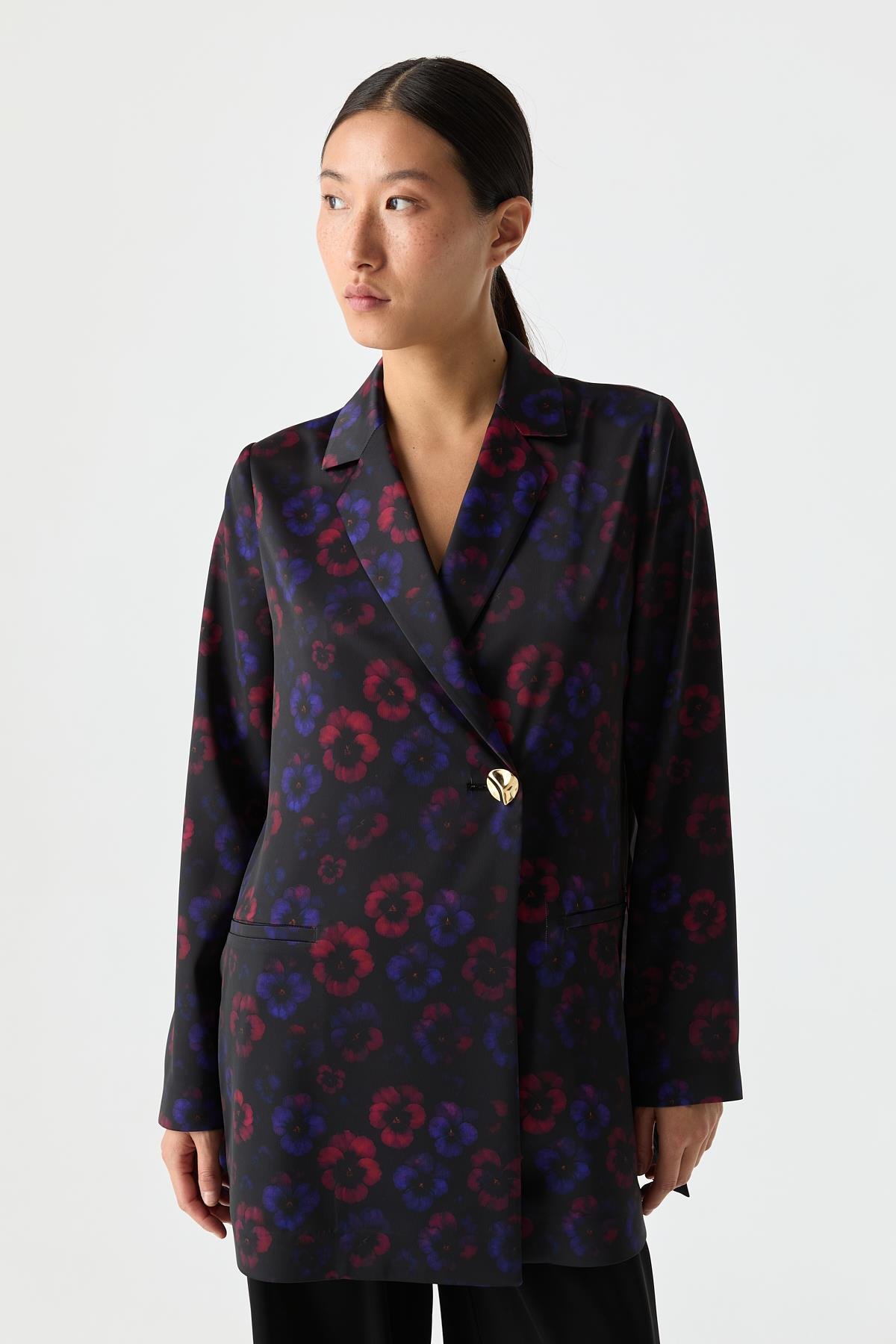 Desenli Saten Ceket{KATEGORİ}