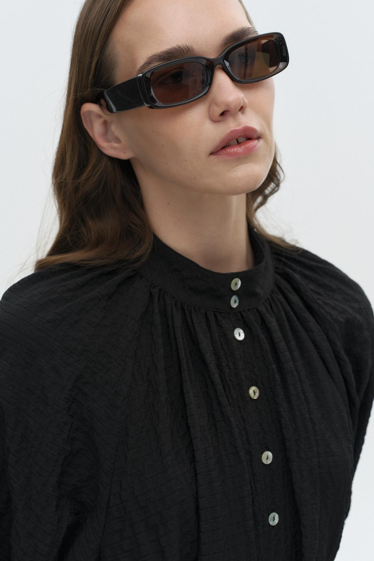 Dökümlü Gofre Elbise SİYAH{KATEGORİ}