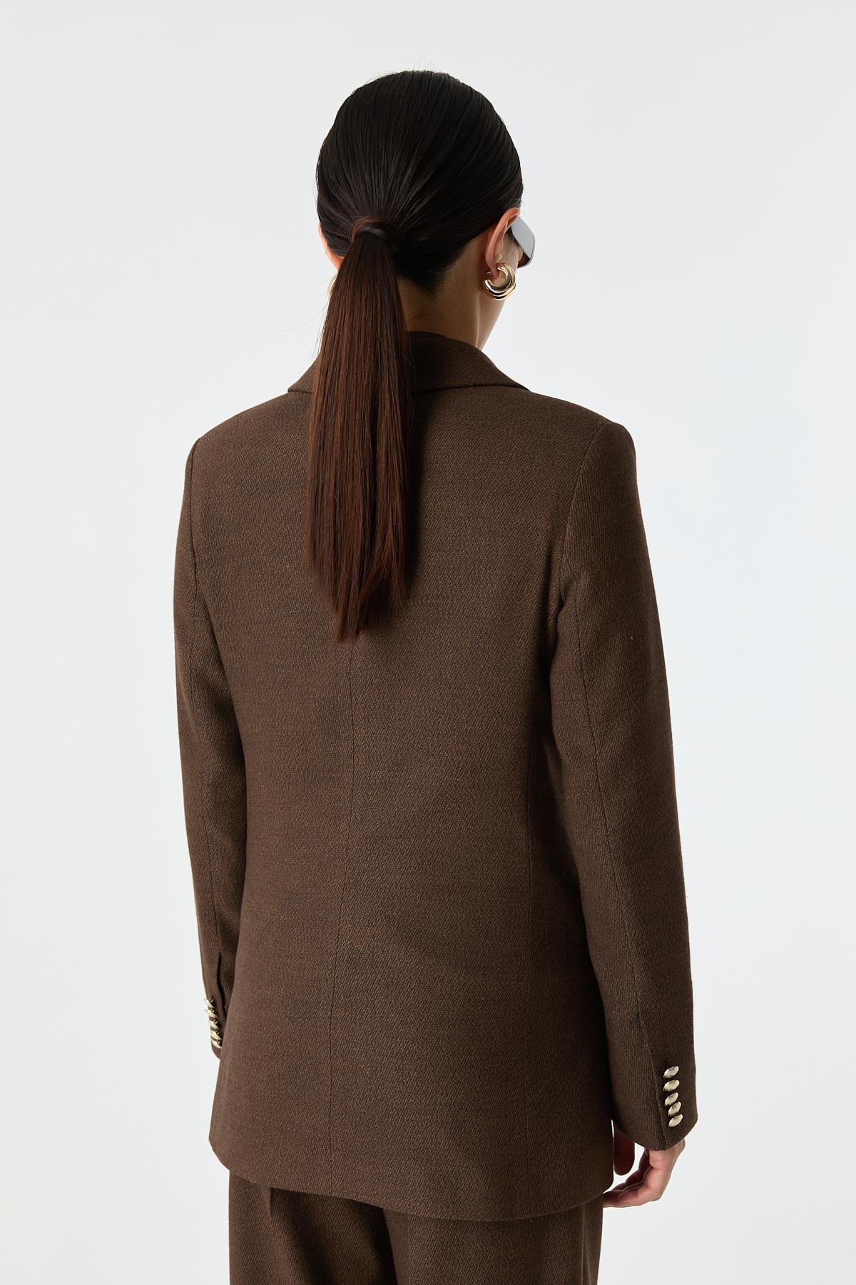 Dore Düğmeli Takım Blazer KAHVERENGİ{KATEGORİ}