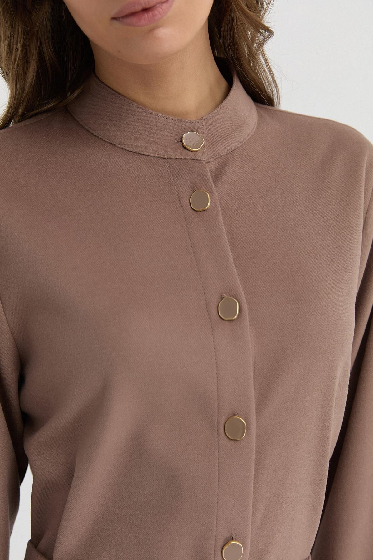 Düğmeli Kaşe Elbise{KATEGORİ}