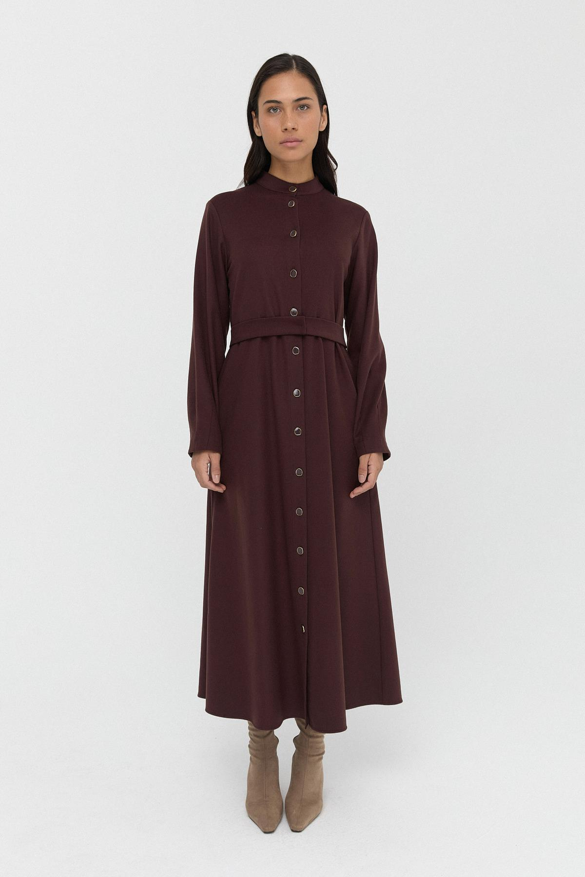 Düğmeli Kaşe Elbise{KATEGORİ}