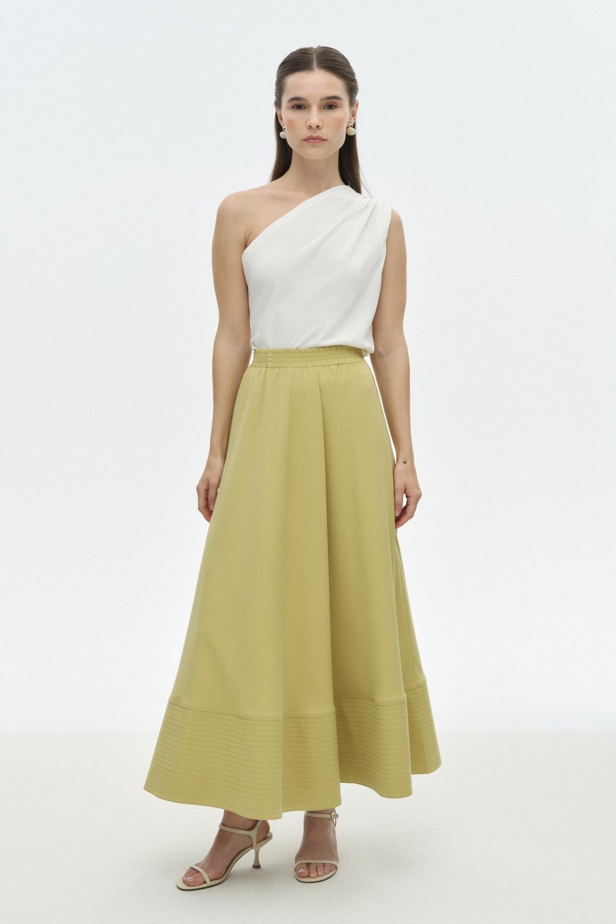 Elastik Belli Dikiş Detaylı Etek ASİT{KATEGORİ}