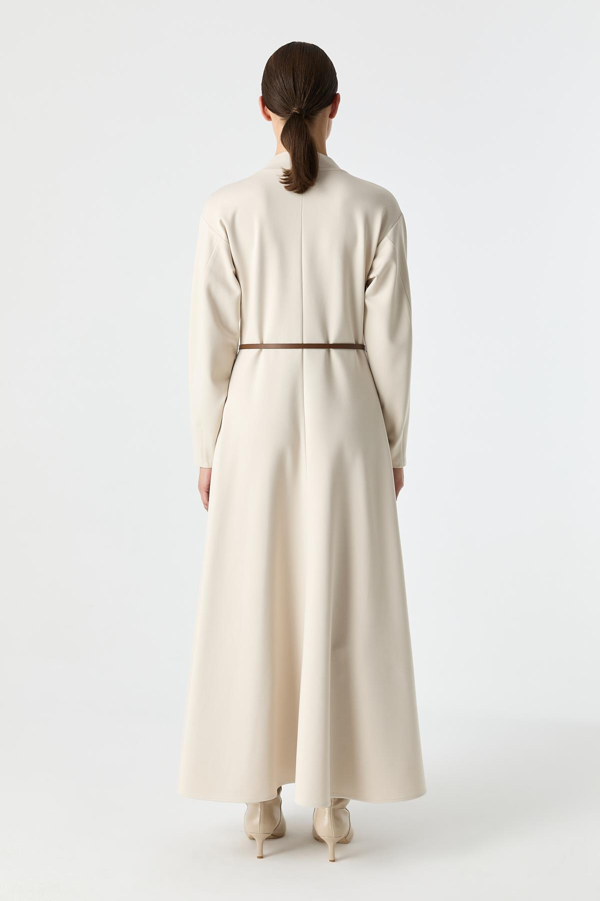 Esnek Dokulu Derin V Yaka Elbise TAŞ{KATEGORİ}