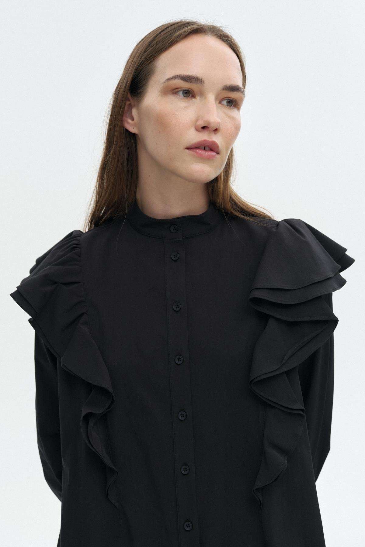 Fırfır Detaylı Gömlek{KATEGORİ}