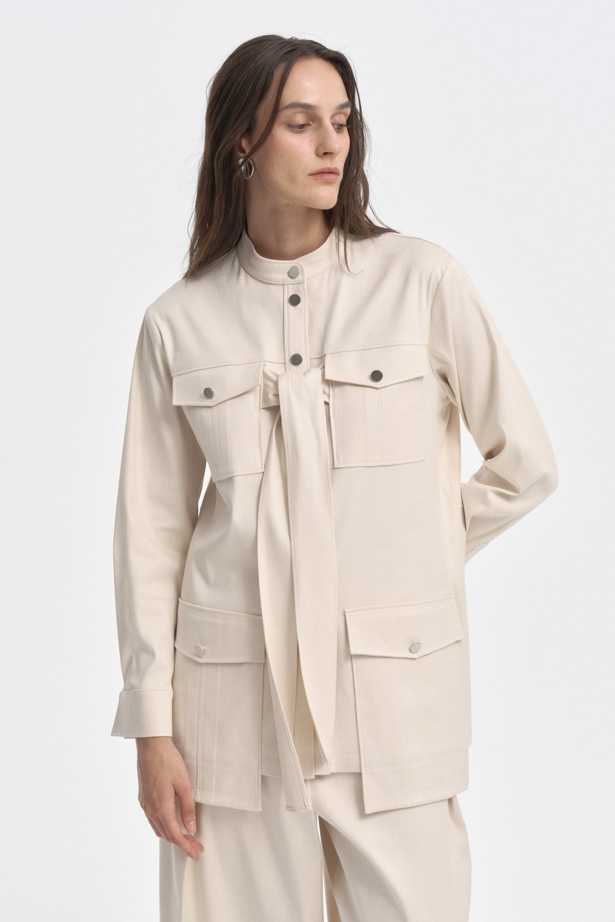 Fiyonklu Utility Ceket TAŞ{KATEGORİ}
