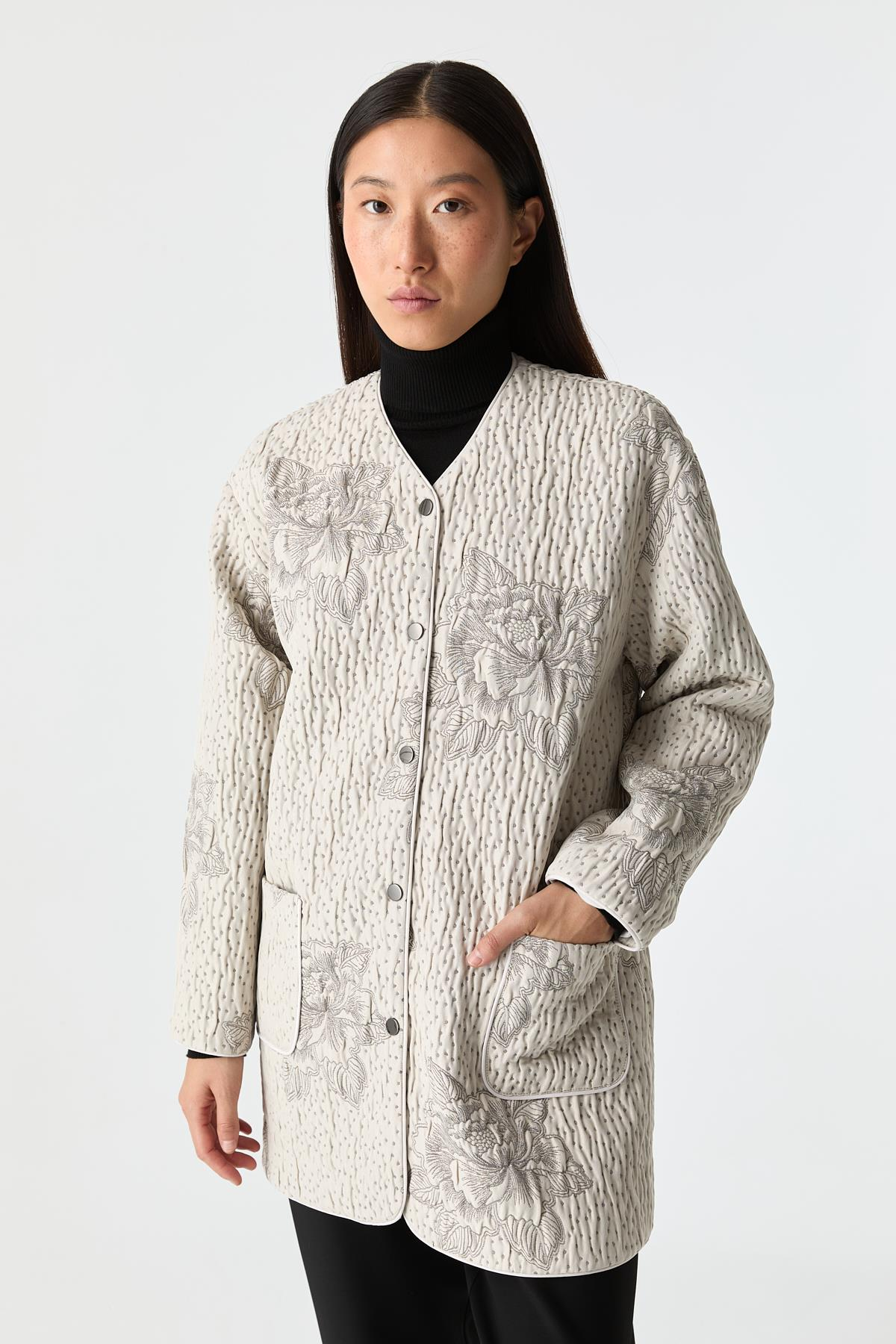 İnce Kapitone Desenli Mont VİZON{KATEGORİ}