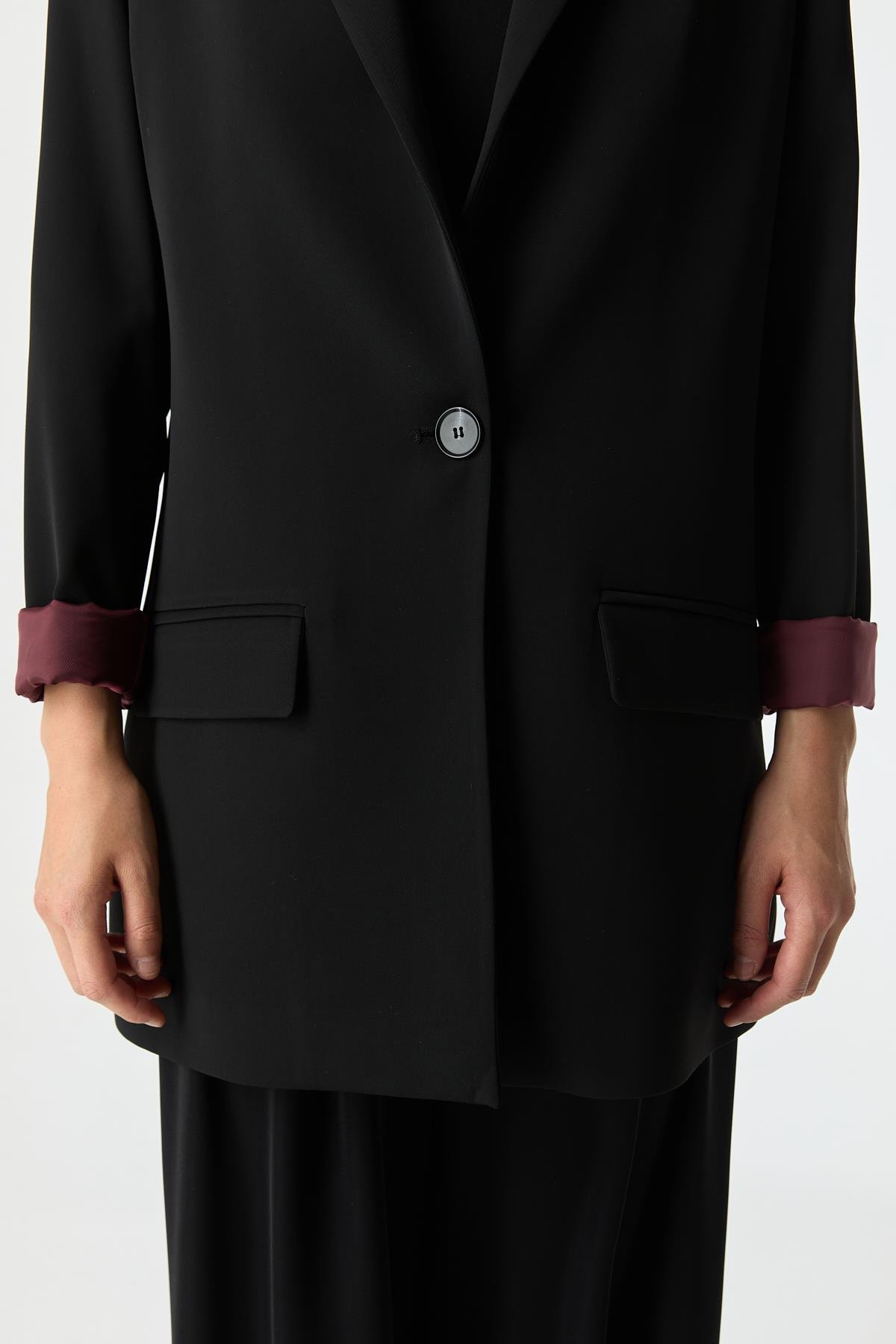 Kontrast Astarlı Blazer SİYAH{KATEGORİ}