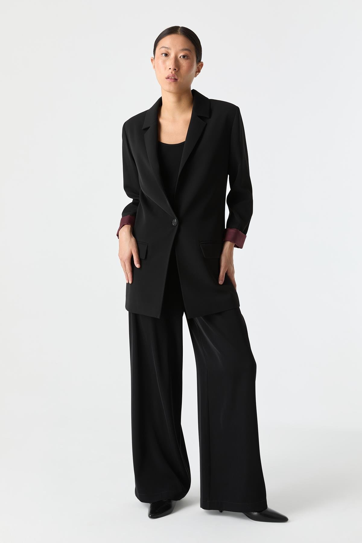 Kontrast Astarlı Blazer SİYAH{KATEGORİ}