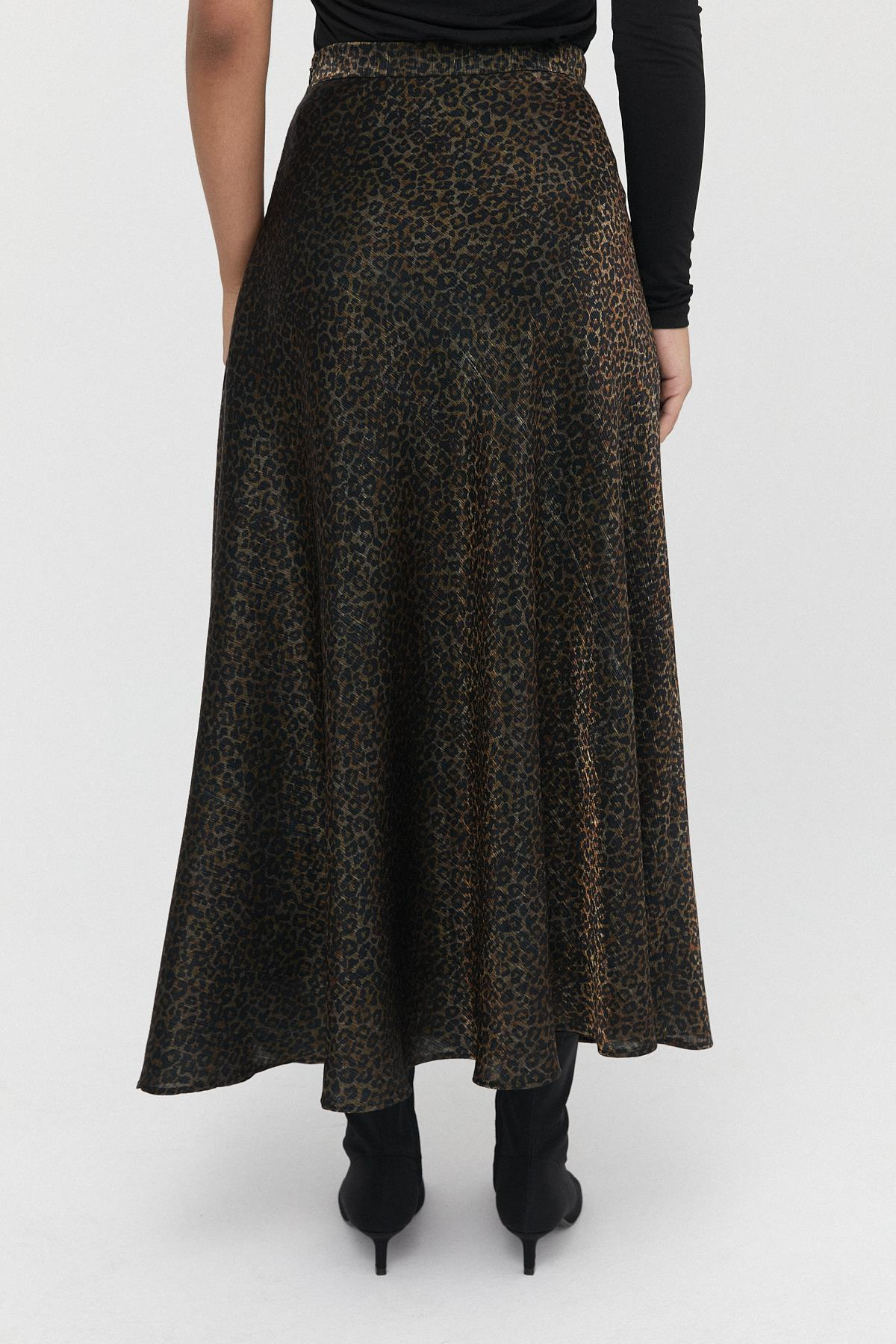 Leopar Desenli Jakarlı Kloş Etek{KATEGORİ}