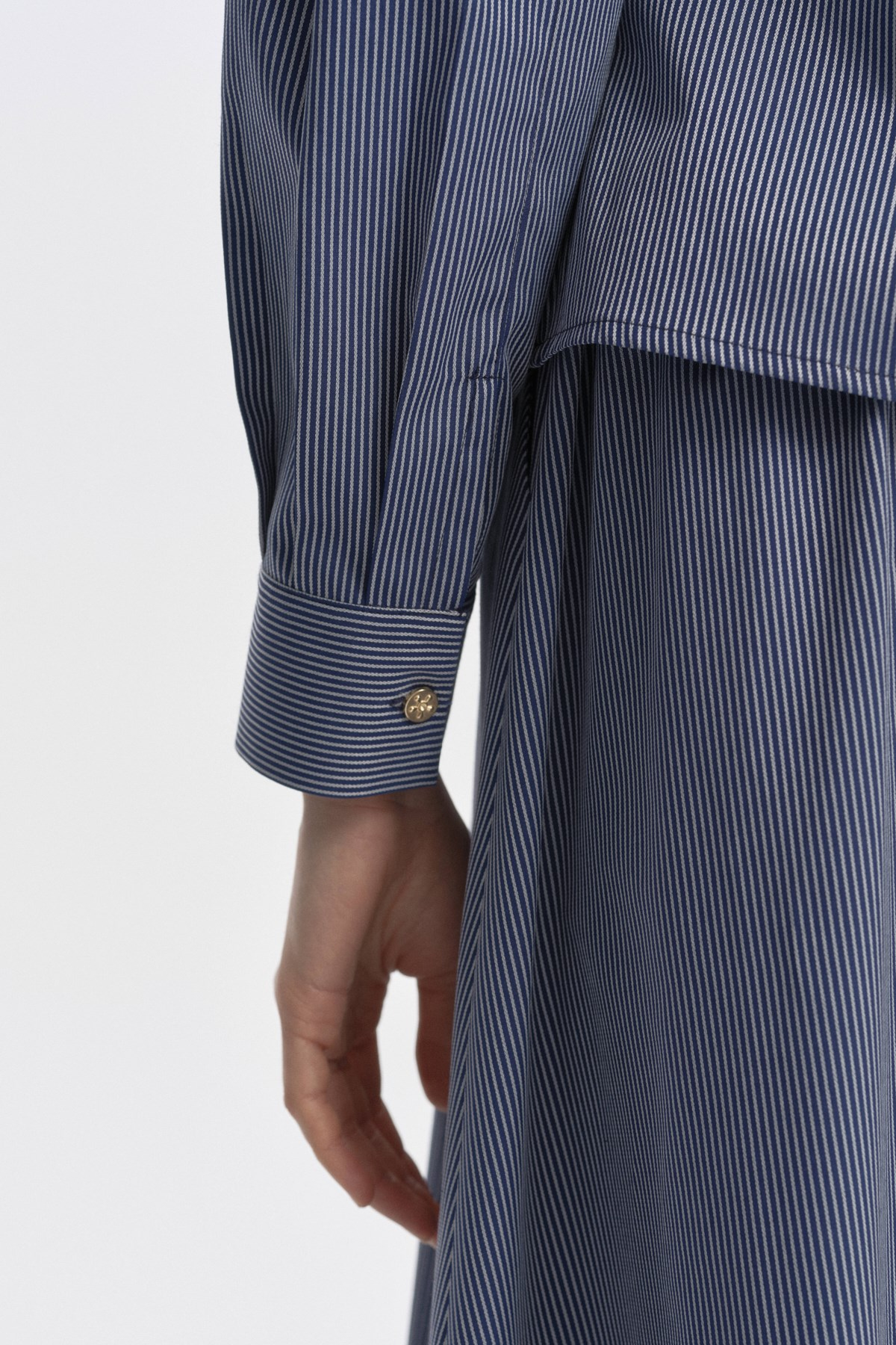 Marin Çizgili Drape Bluz LACİVERT{KATEGORİ}