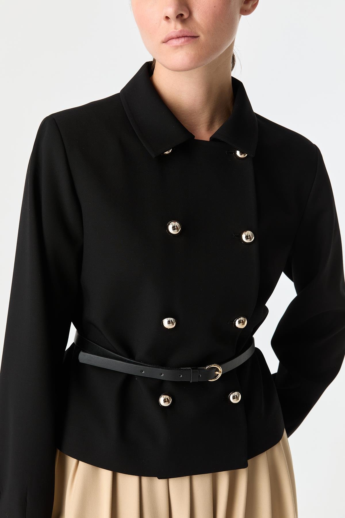 Modern Kesim Kısa Ceket SİYAH{KATEGORİ}