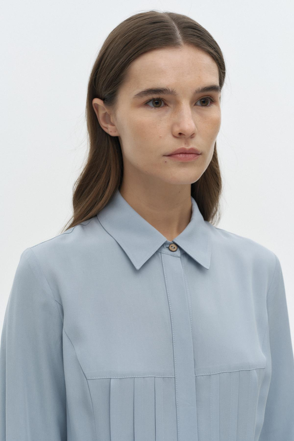 Nervür Dikişli Elbise MAVİ{KATEGORİ}