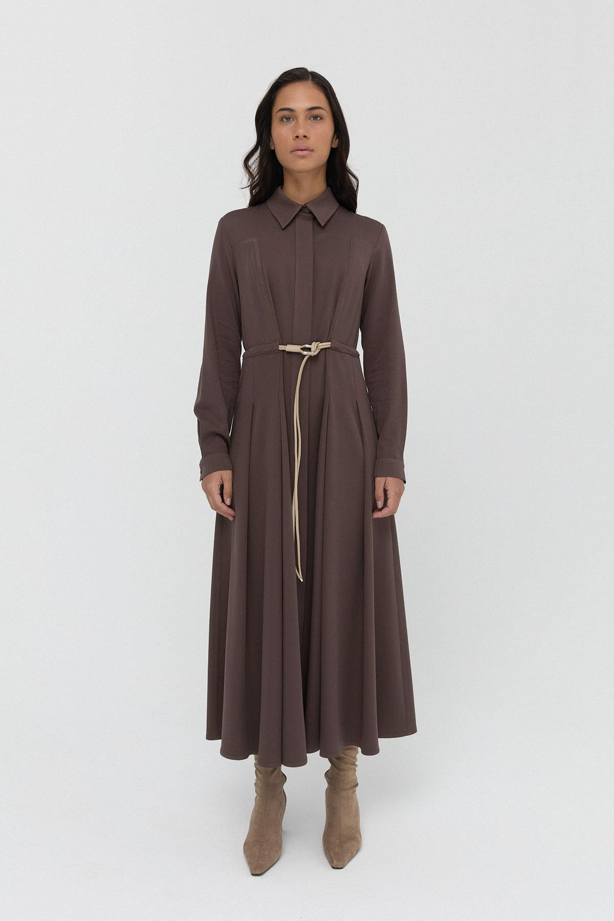 Özel Dikim Kemerli Elbise{KATEGORİ}