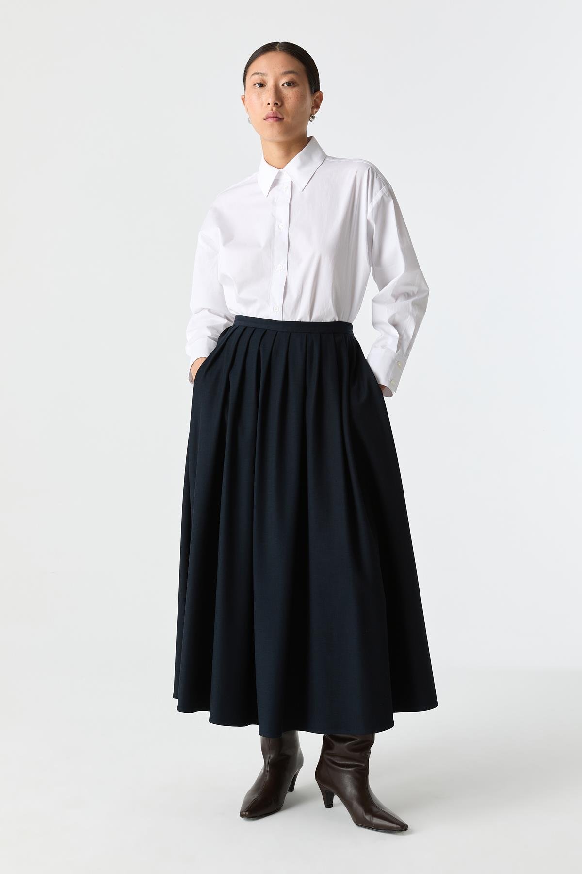 Pensli Evaze Etek LACİVERT{KATEGORİ}