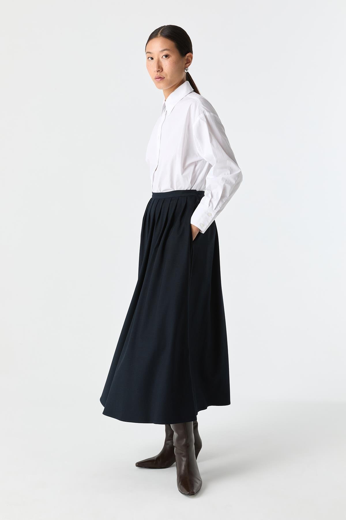 Pensli Evaze Etek LACİVERT{KATEGORİ}