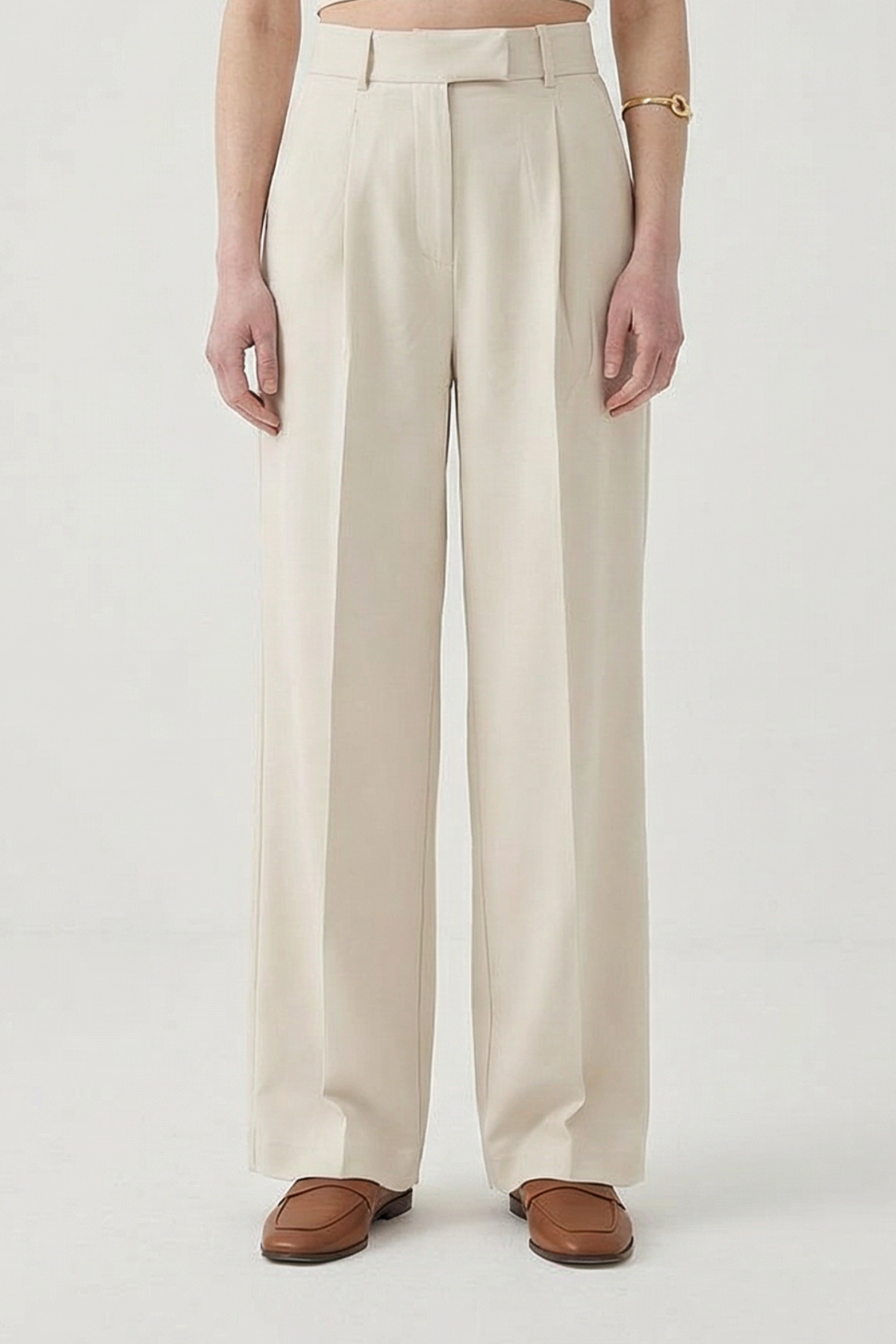 Pilili Geniş Paça Pantolon TAŞ{KATEGORİ}