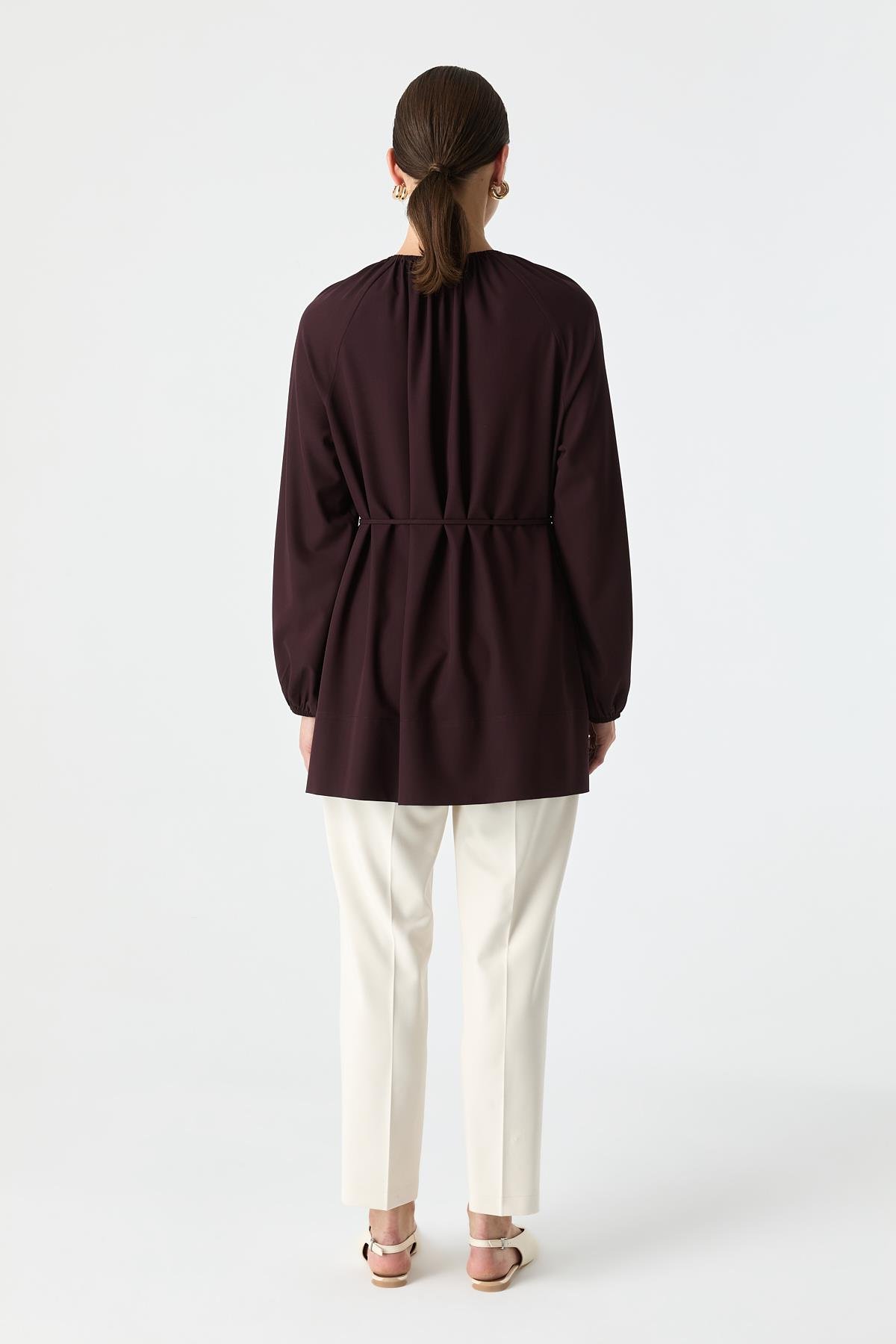 Rahat Kalıp Büzgü Detaylı Bluz BORDO{KATEGORİ}