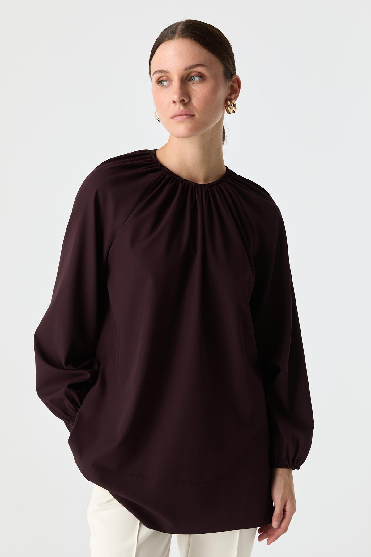 Rahat Kalıp Büzgü Detaylı Bluz BORDO{KATEGORİ}