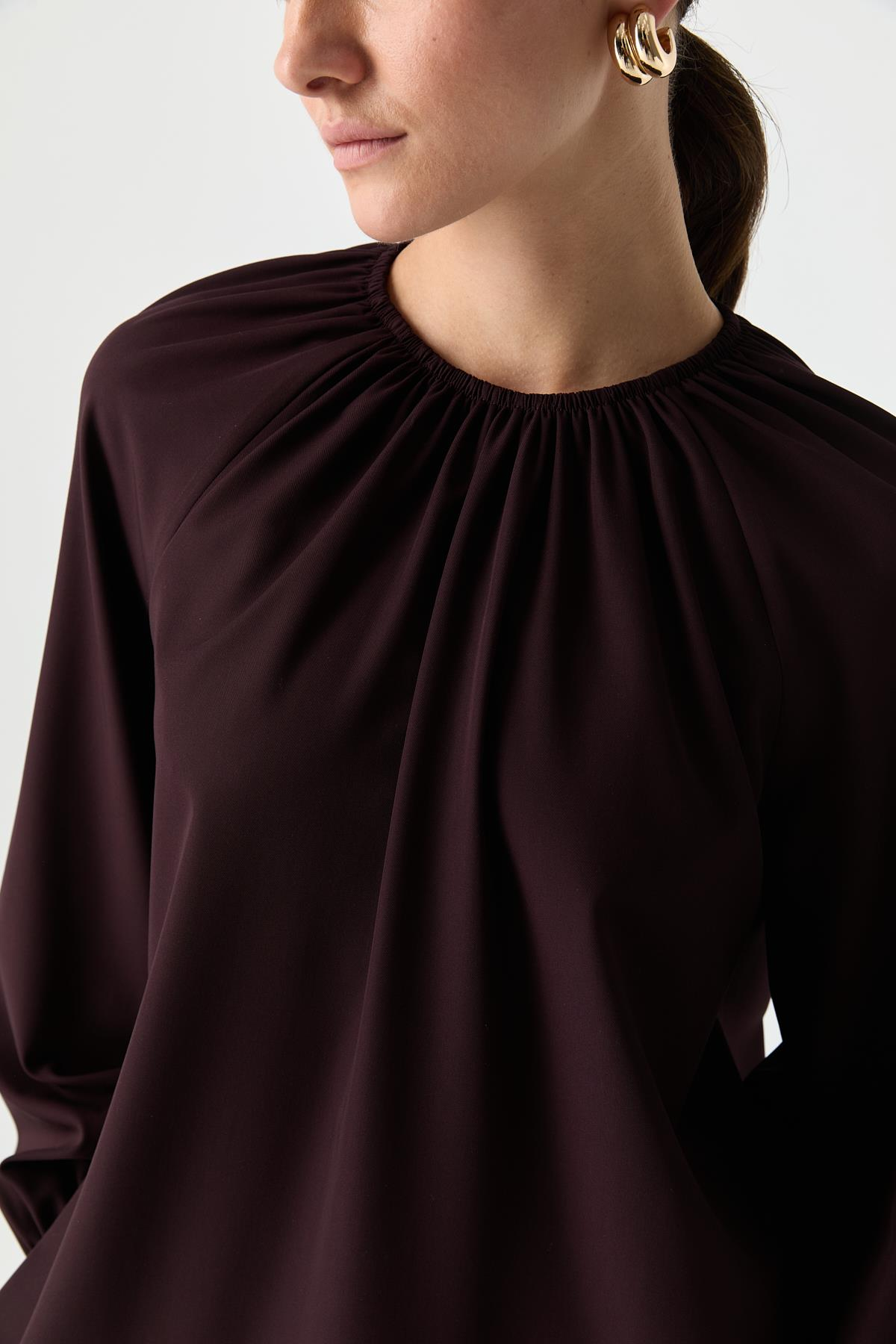 Rahat Kalıp Büzgü Detaylı Bluz BORDO{KATEGORİ}