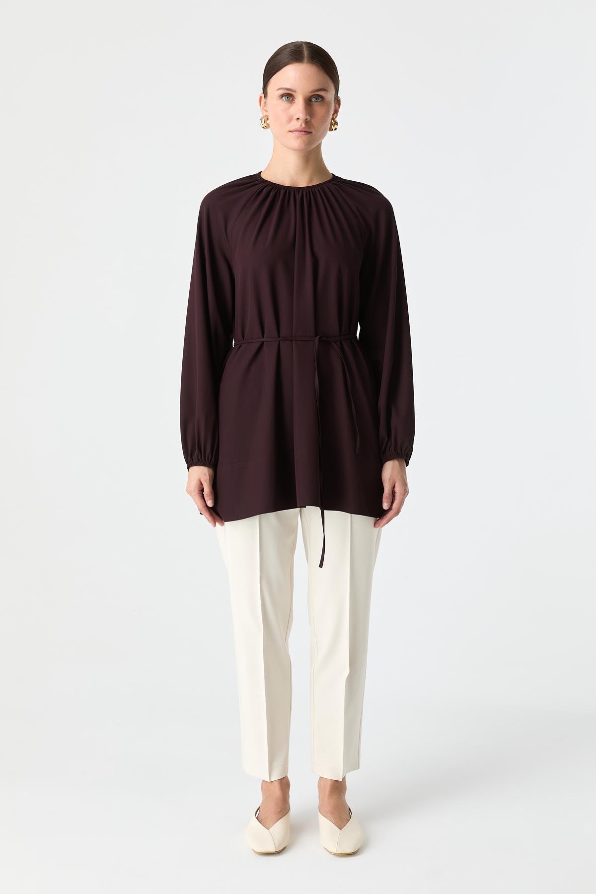 Rahat Kalıp Büzgü Detaylı Bluz BORDO{KATEGORİ}