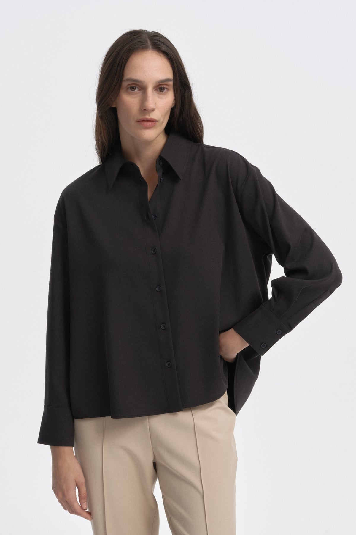 Relaxed Fit Gömlek SİYAH{KATEGORİ}