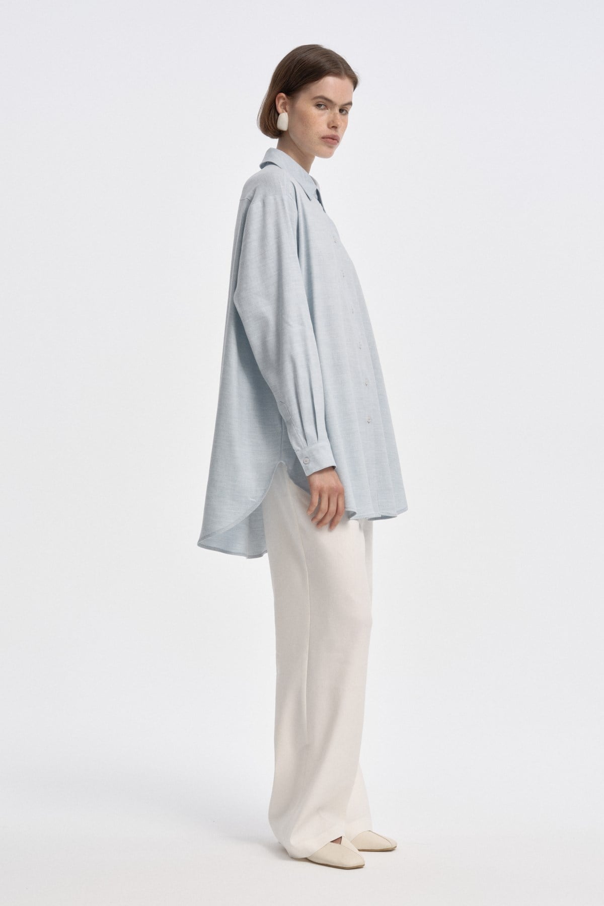 Relaxed Fit Uzun Gömlek AÇIK MAVİ{KATEGORİ}