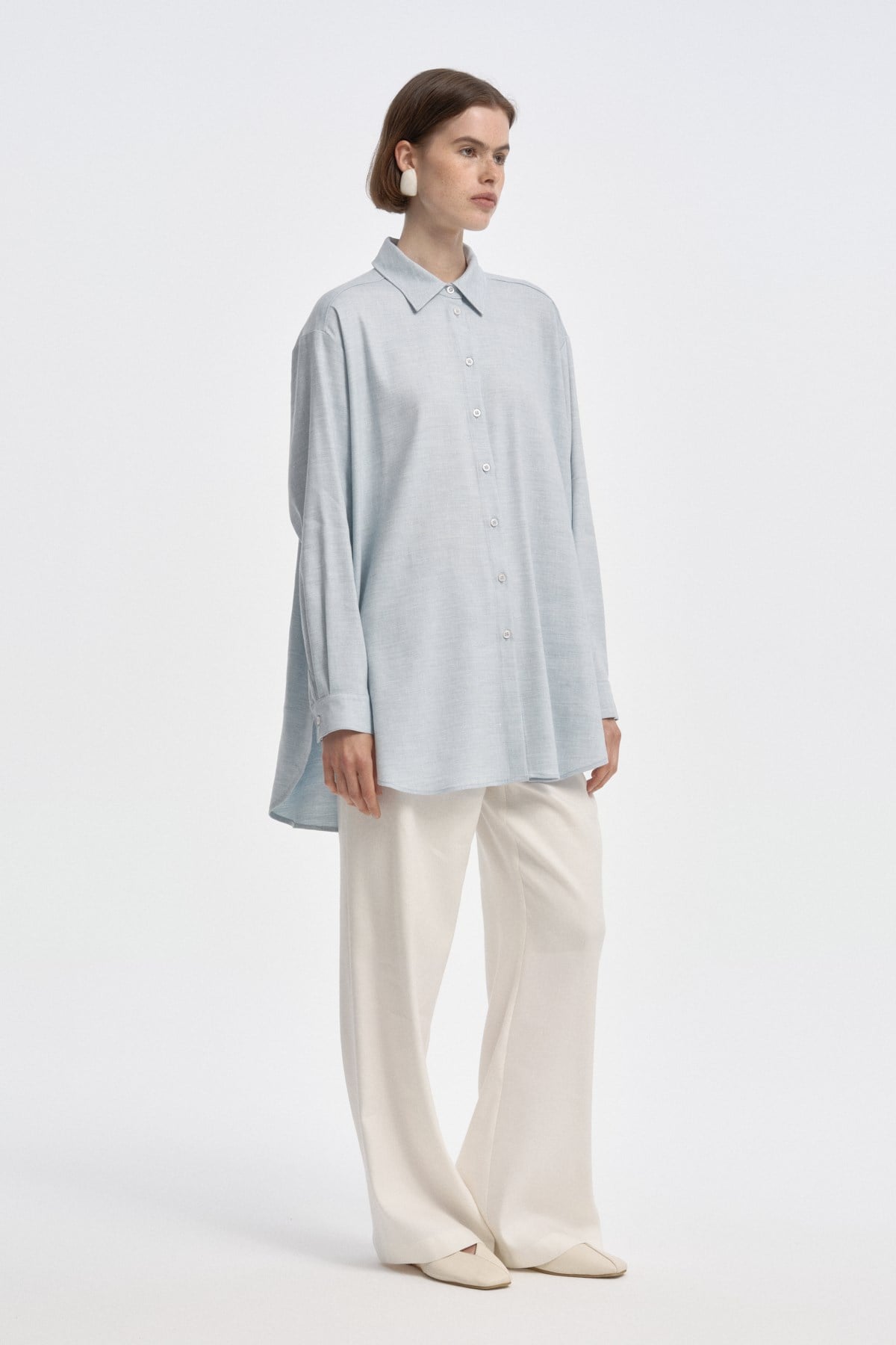 Relaxed Fit Uzun Gömlek AÇIK MAVİ{KATEGORİ}