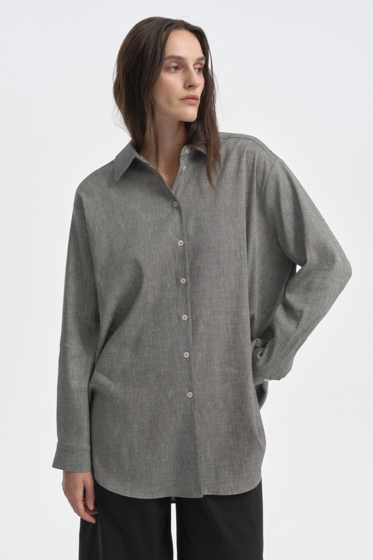 Relaxed Fit Uzun Gömlek GRİ{KATEGORİ}