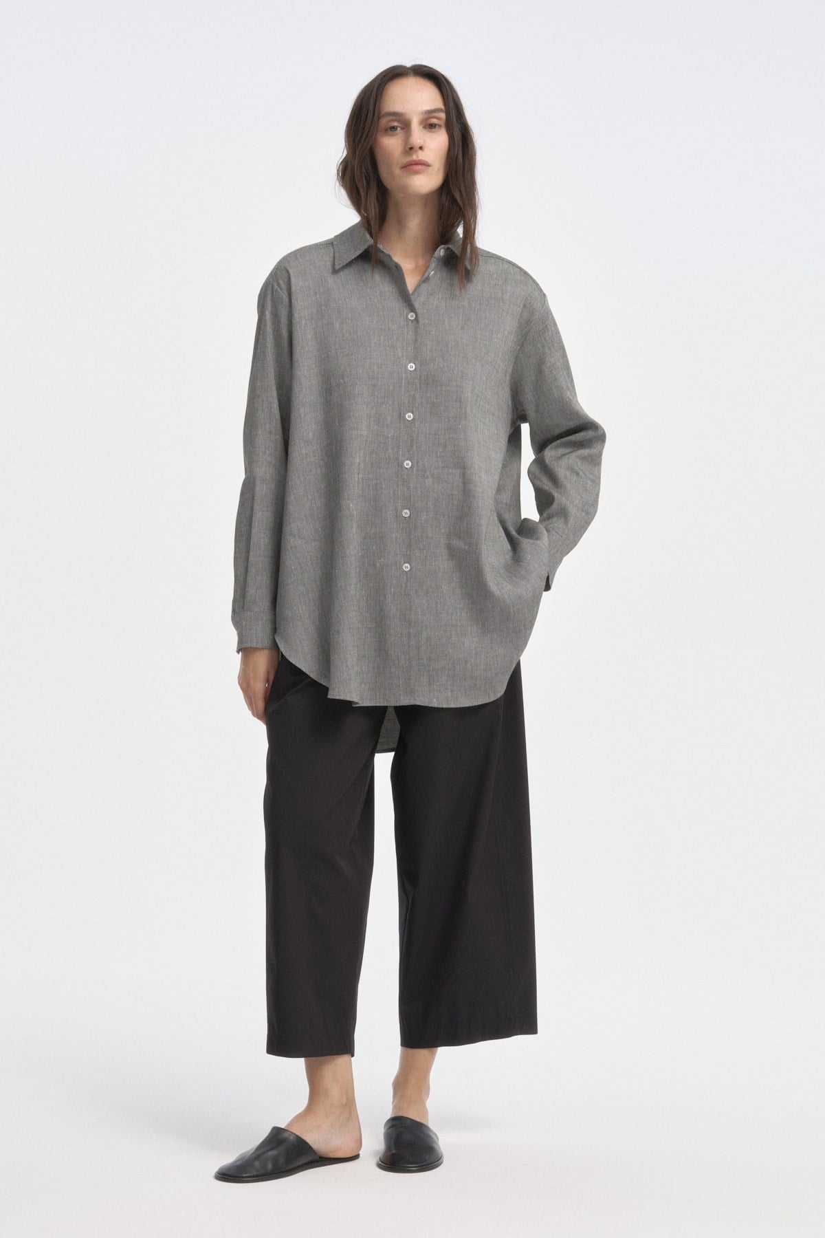 Relaxed Fit Uzun Gömlek GRİ{KATEGORİ}