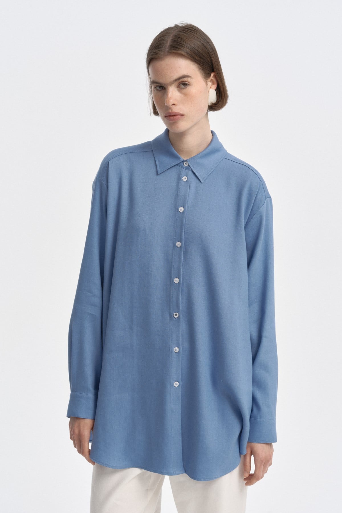 Relaxed Fit Uzun Gömlek INDIGO{KATEGORİ}