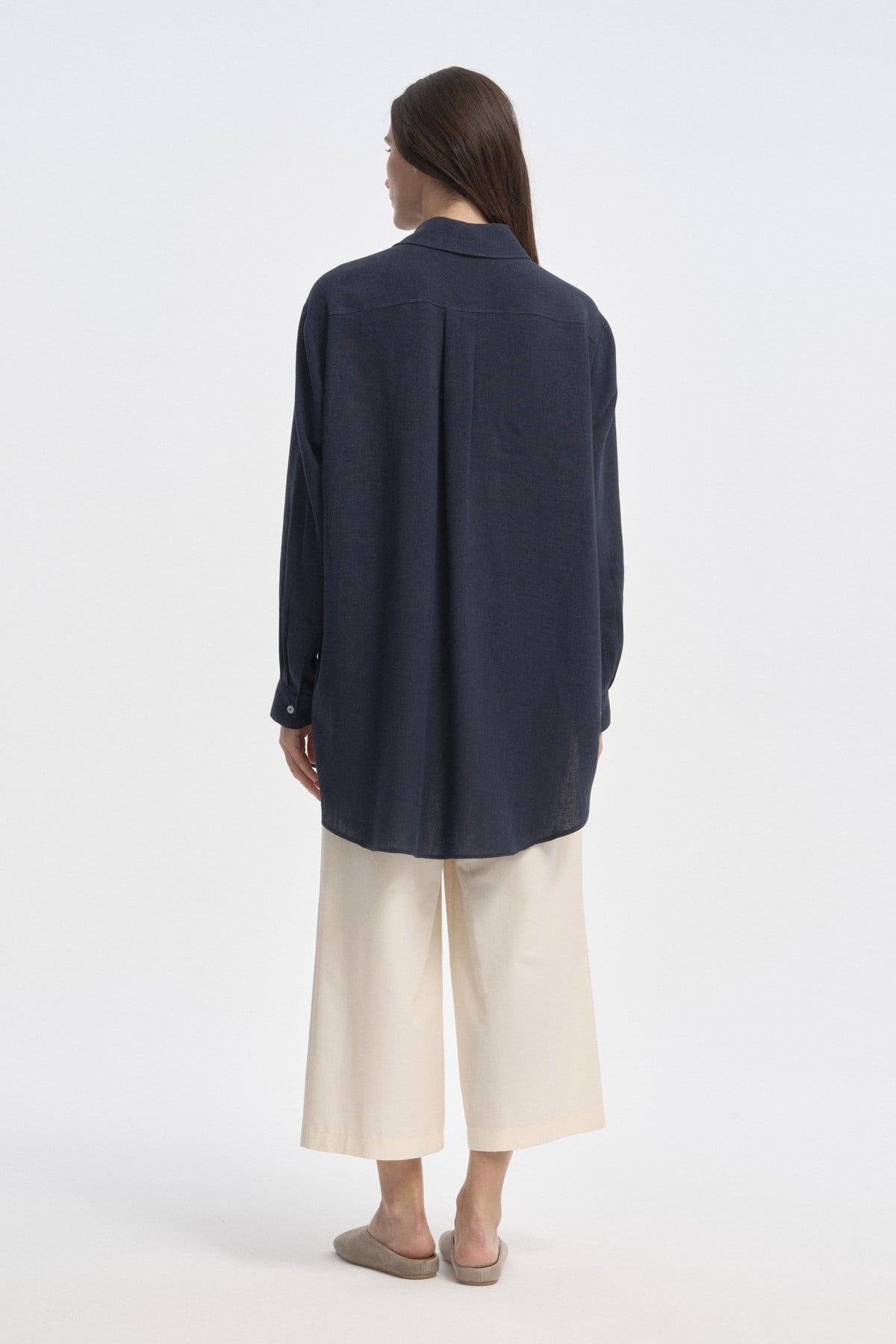 Relaxed Fit Uzun Gömlek KOYU LACİVERT{KATEGORİ}