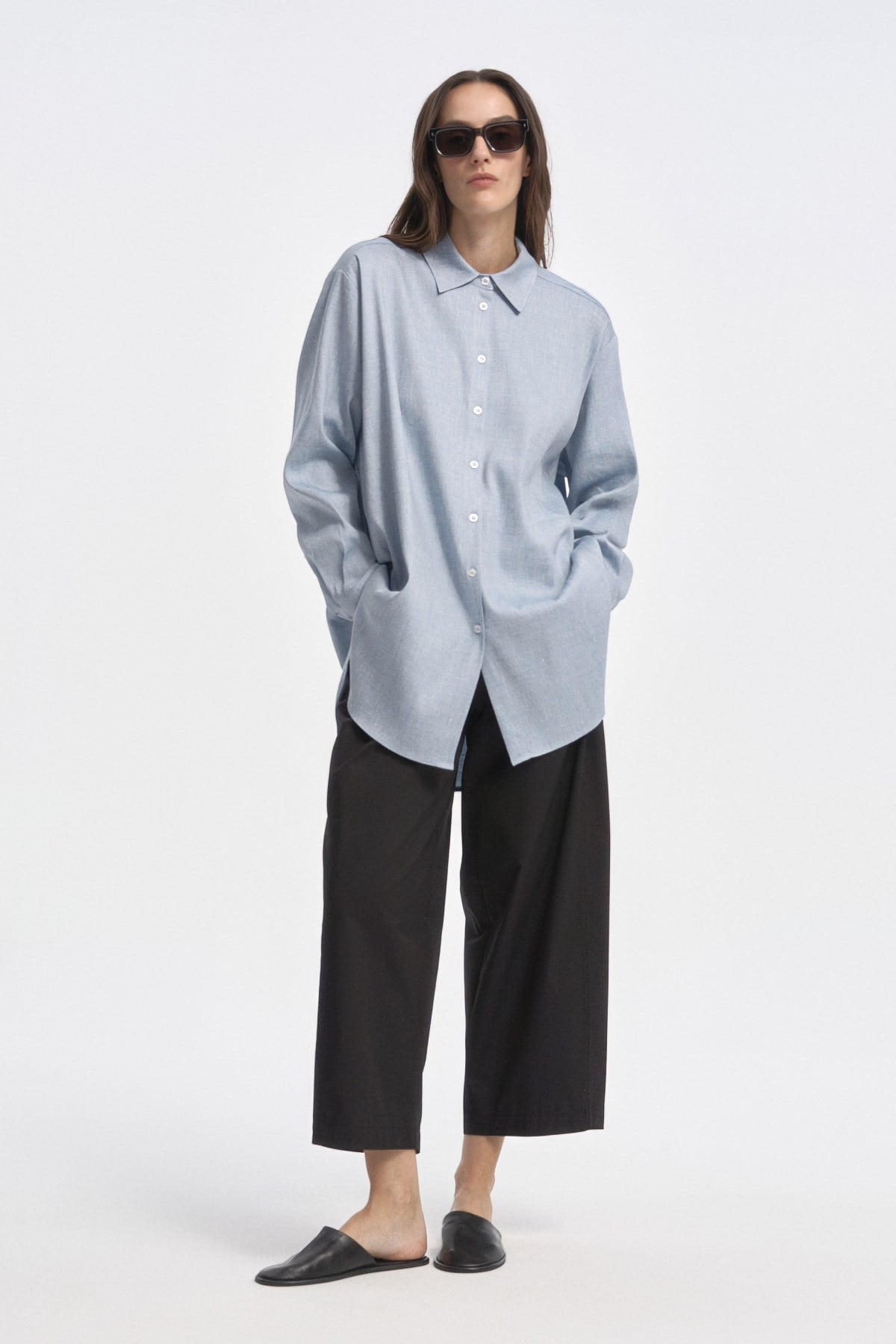 Relaxed Fit Uzun Gömlek MAVİ{KATEGORİ}
