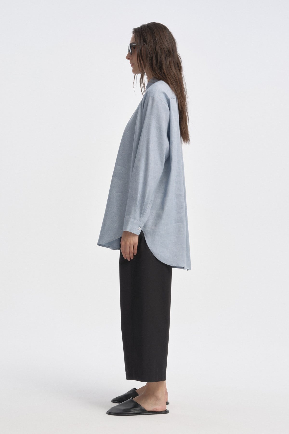 Relaxed Fit Uzun Gömlek MAVİ{KATEGORİ}