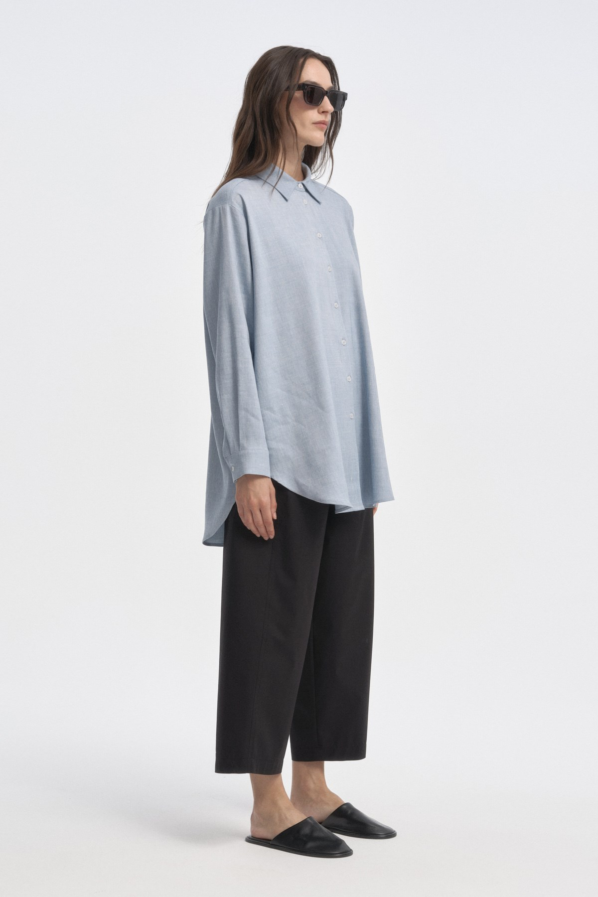 Relaxed Fit Uzun Gömlek MAVİ{KATEGORİ}