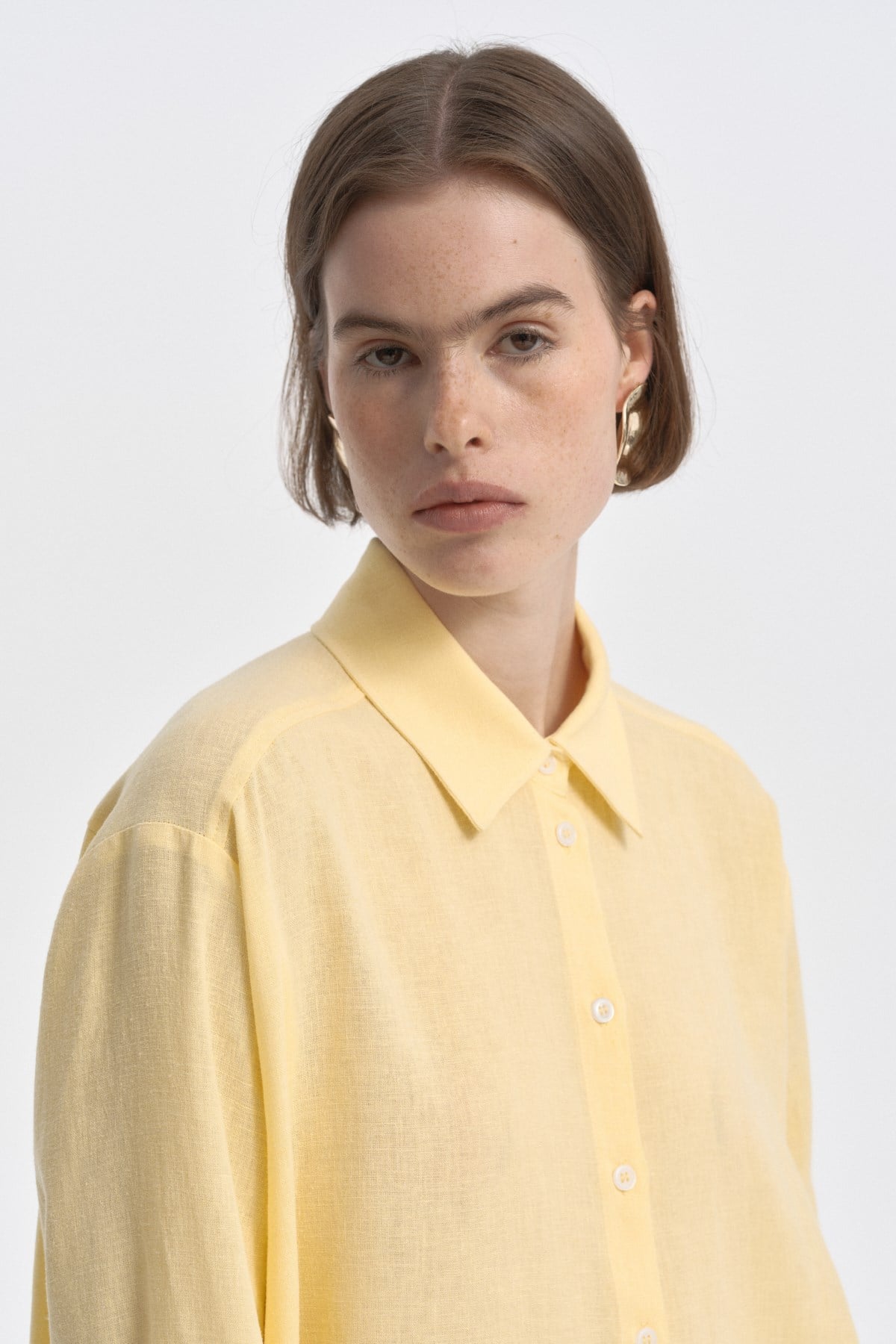 Relaxed Fit Uzun Gömlek PASTEL SARI{KATEGORİ}