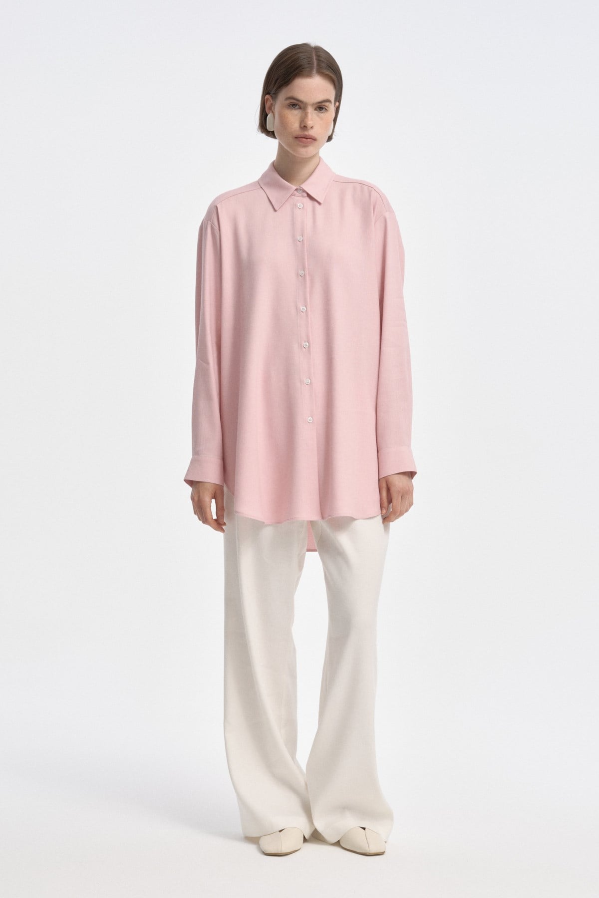 Relaxed Fit Uzun Gömlek PEMBE{KATEGORİ}