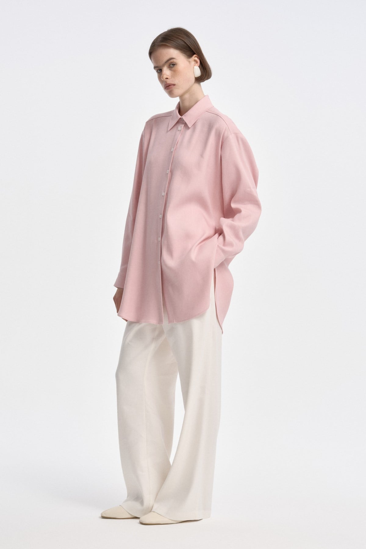 Relaxed Fit Uzun Gömlek PEMBE{KATEGORİ}