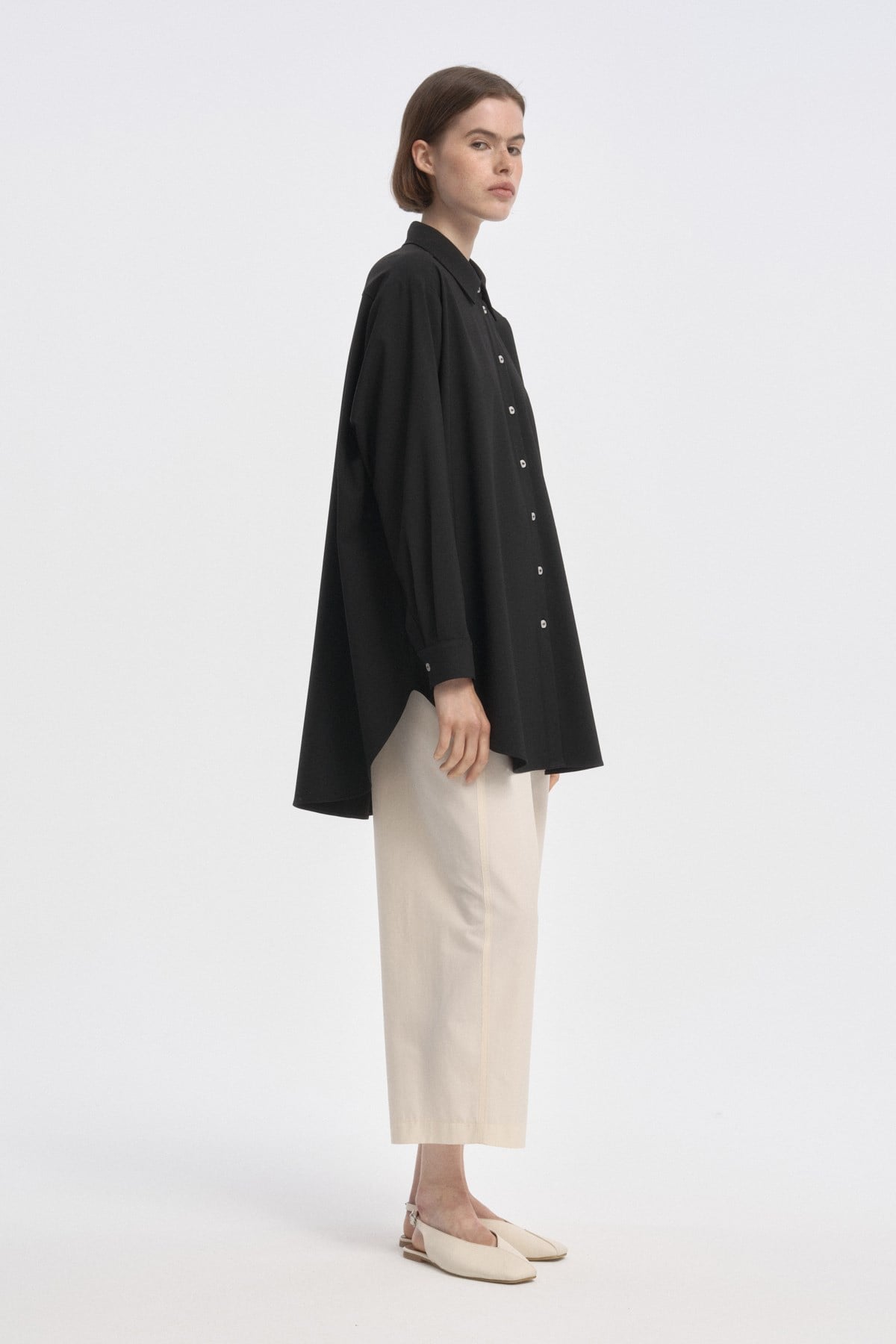 Relaxed Fit Uzun Gömlek SİYAH{KATEGORİ}