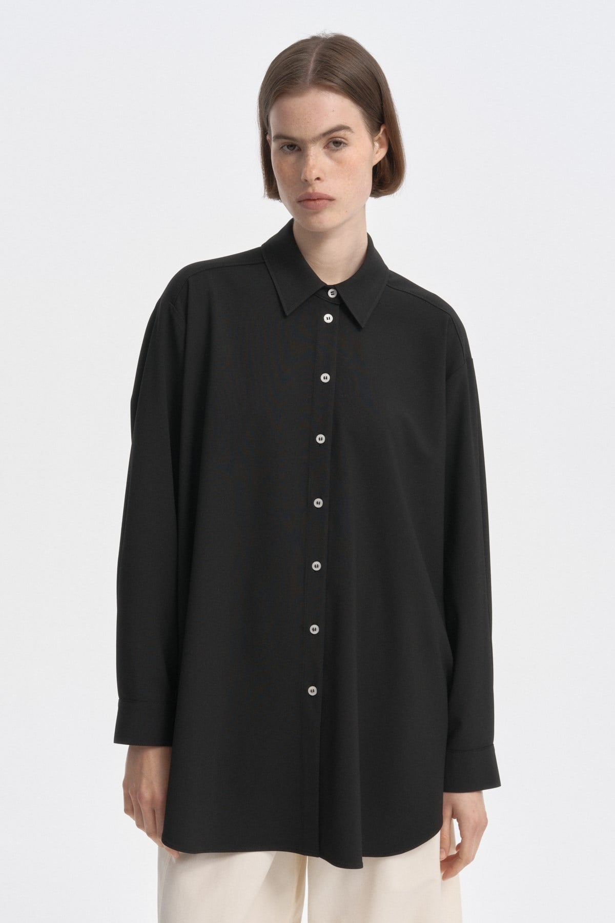 Relaxed Fit Uzun Gömlek SİYAH{KATEGORİ}