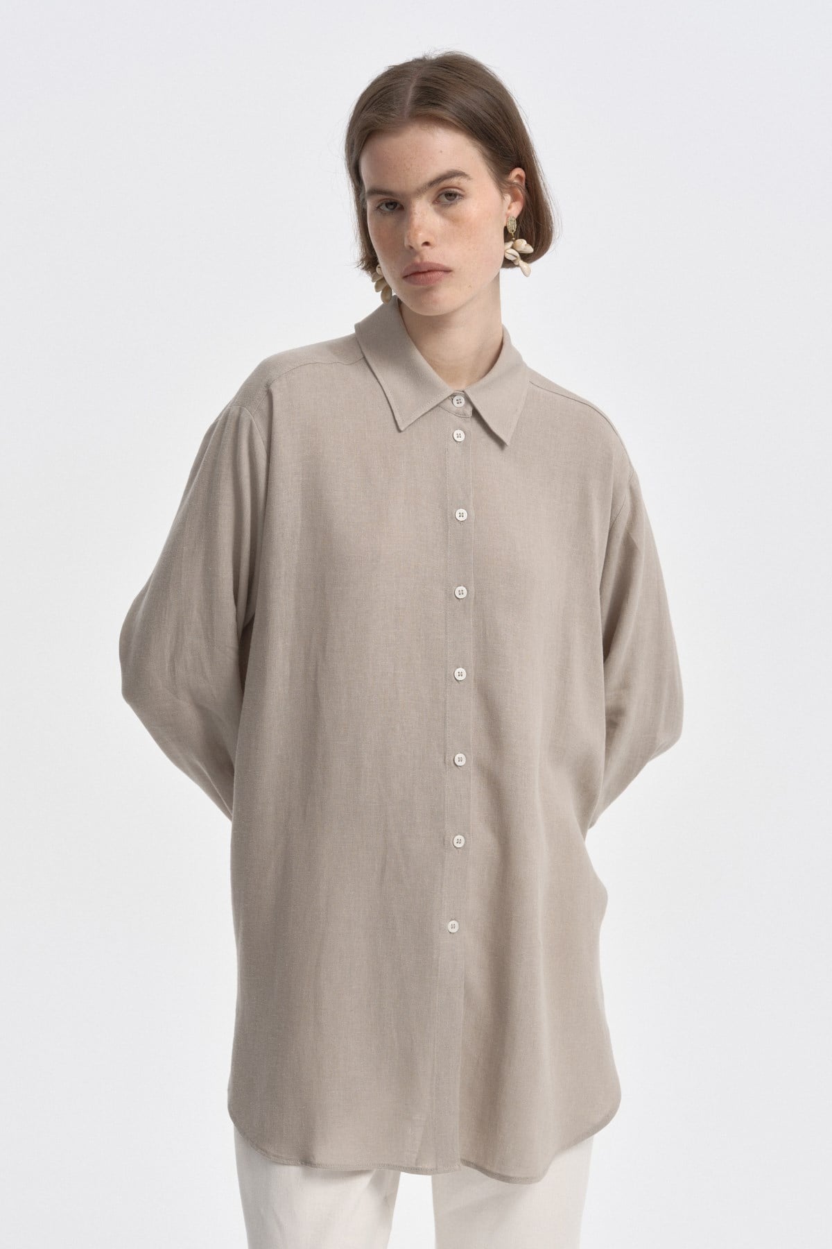 Relaxed Fit Uzun Gömlek TAŞ{KATEGORİ}