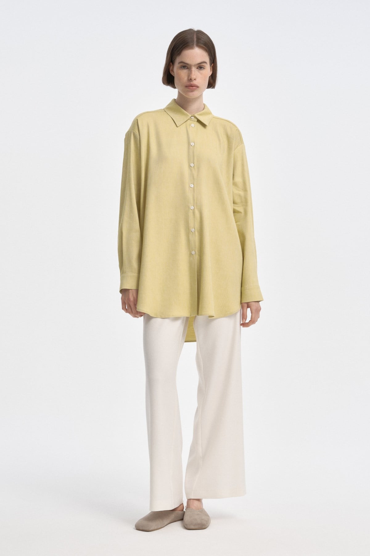 Relaxed Fit Uzun Gömlek YEŞİL{KATEGORİ}
