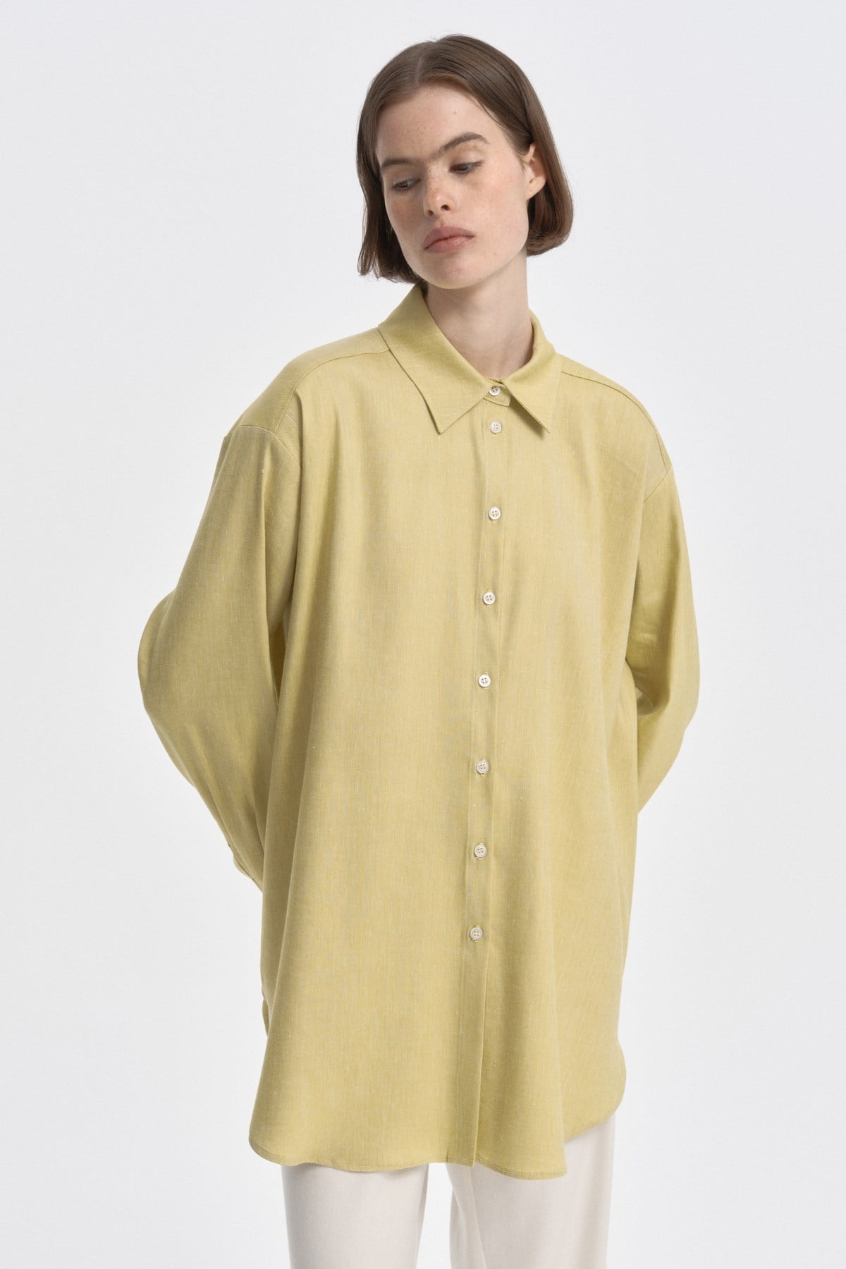 Relaxed Fit Uzun Gömlek YEŞİL{KATEGORİ}
