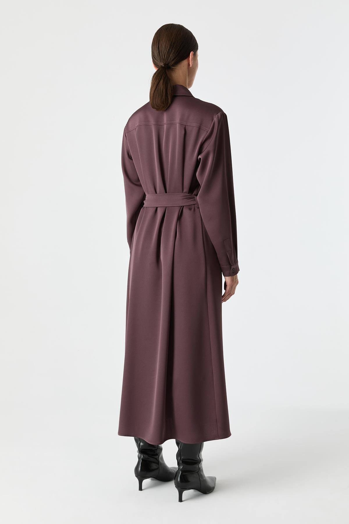 Saten Dokulu Utility Elbise İNCİR{KATEGORİ}